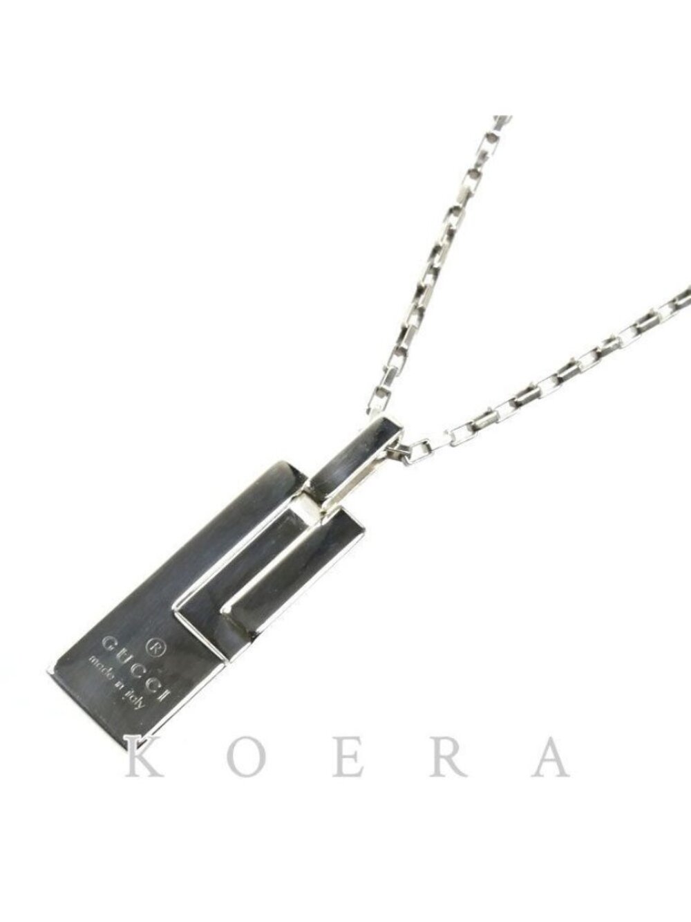 Gucci 925 Sterling Silver G Logo Plate Necklace 49